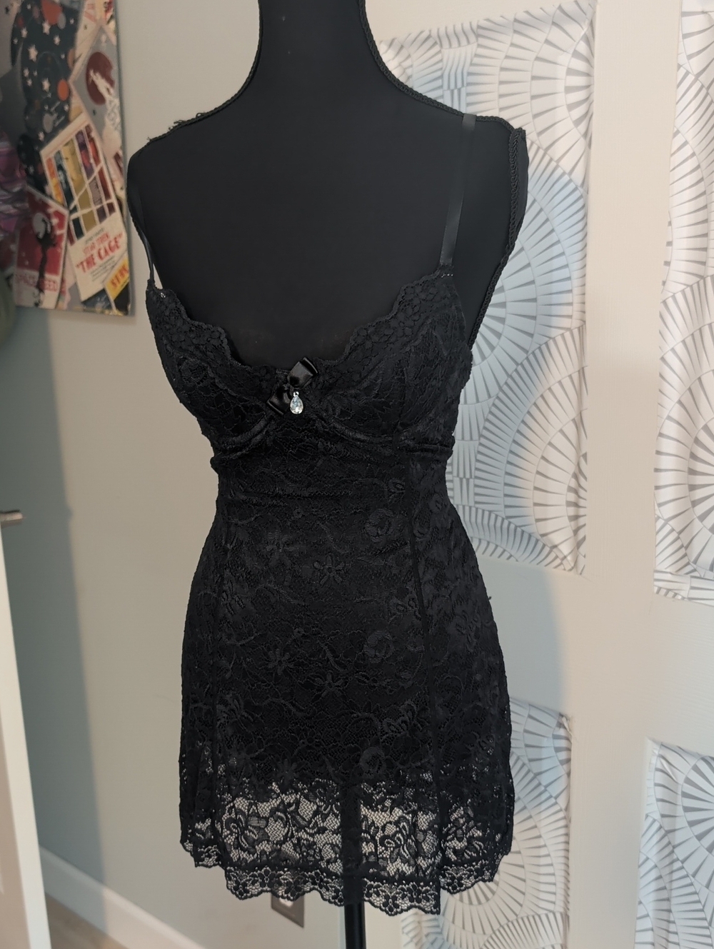 Victoria's Secret 36B Black Lace Chemise